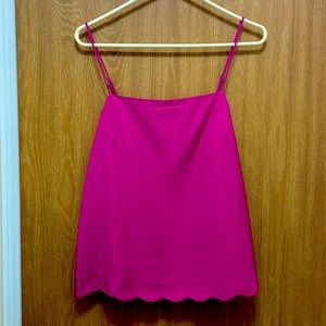 Fuscia J Crew Scalloped Edge Cami
